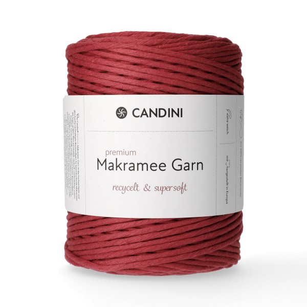 Premium Makramee Garn, 4mm, gezwirnt - kirschrot